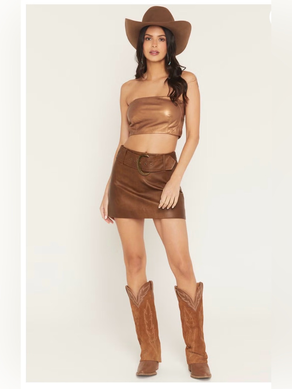 Show Me Your Mumu Women's Maverick Faux Leather Belted Mini Skirt